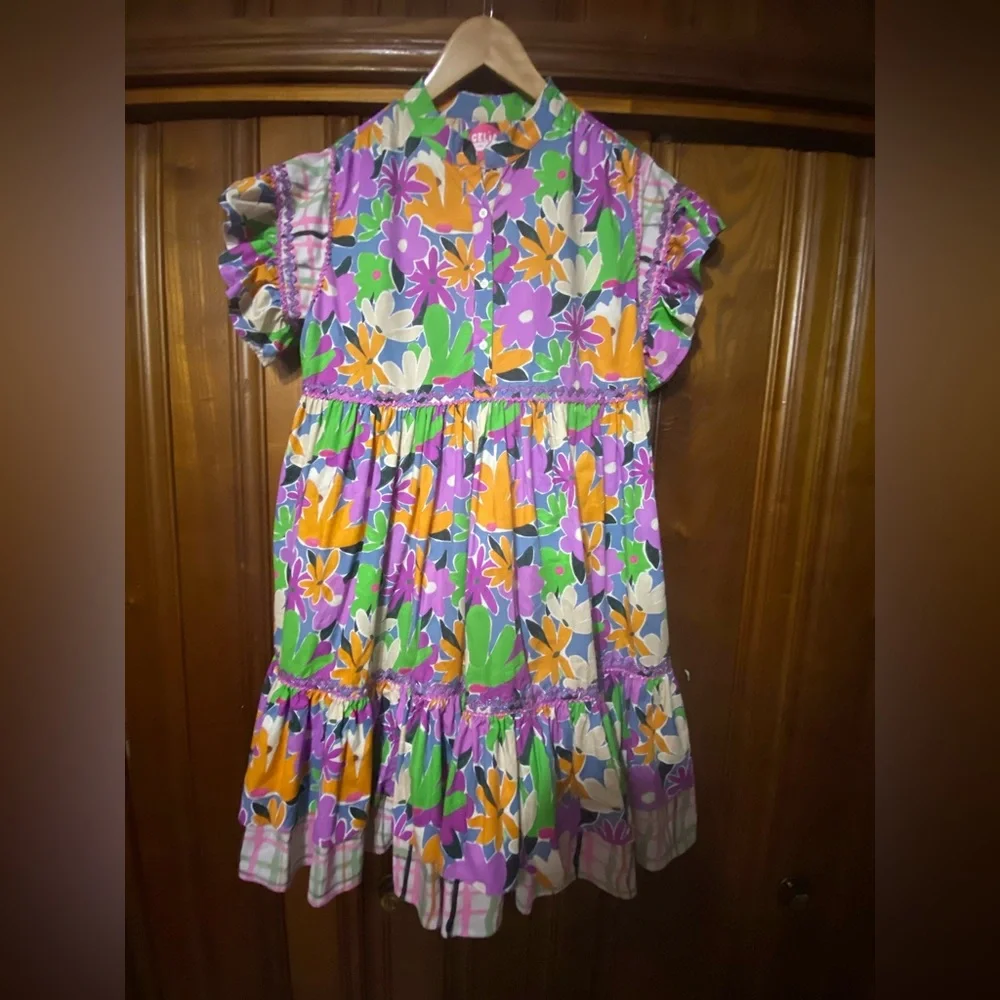 CeliaB Floral Tiered Mini Dress in Pink, Yellow & Green - Picture 2 of 13